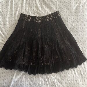 Diane Von Furstenberg Black Lace A-Line Skirt